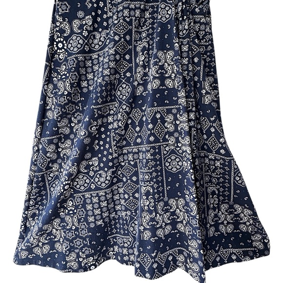 LANDS’ END | NWOT SLEEVELESS TWIST FRONT DRESS COTTON JERSEY NAVY & WHITE MEDIUM - Picture 5 of 9